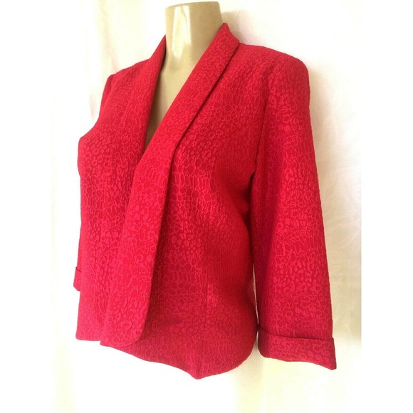 Alberto Makali Jacket Blazer Red Textured Open S - Picture 2 of 5